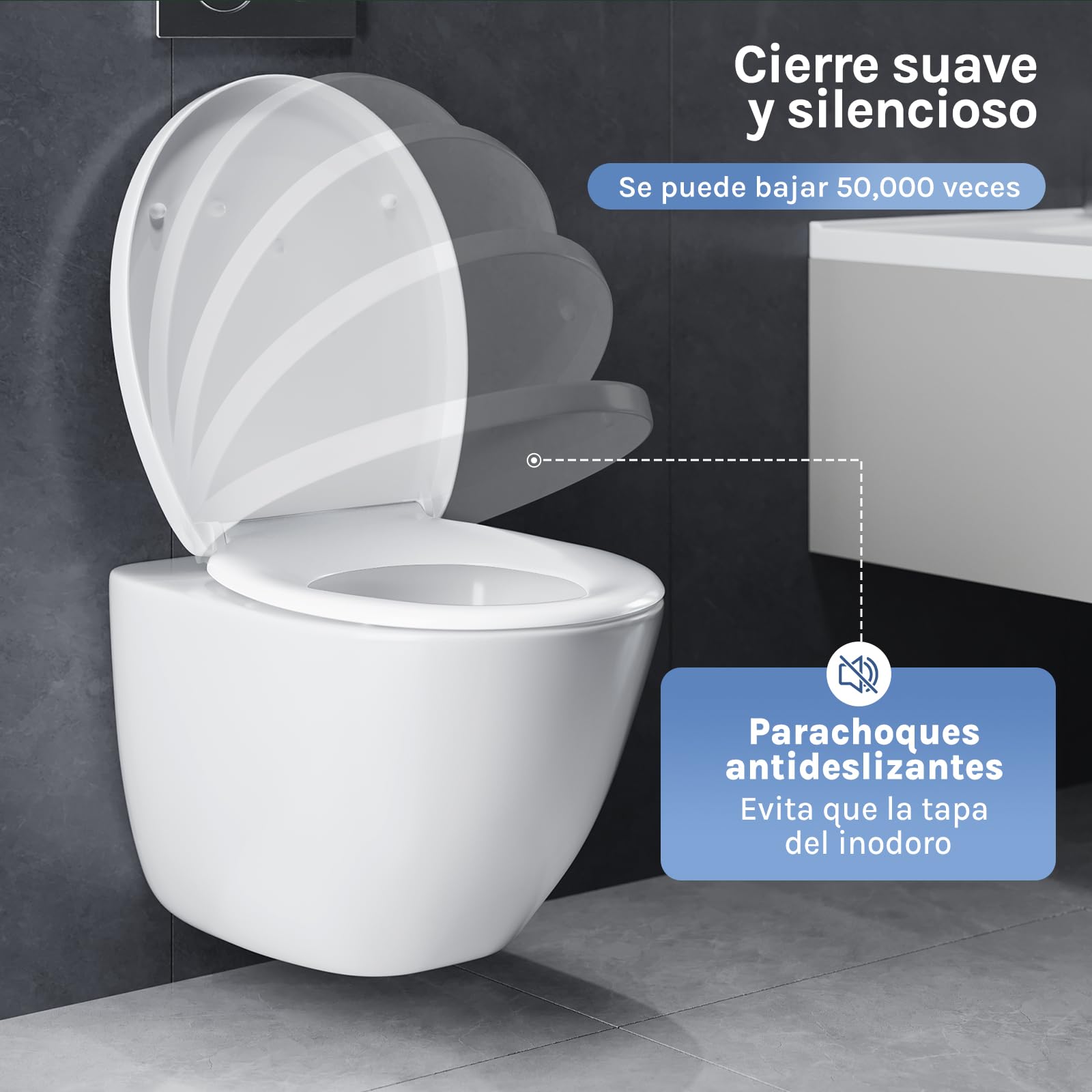 WOLTU Tapa wc universal, Asiento con cierre amortiguado, Forma de O | Tapa wc con función de extracción rápida, fácil de limpiar, Incluye Kit Fijación, Color blanco