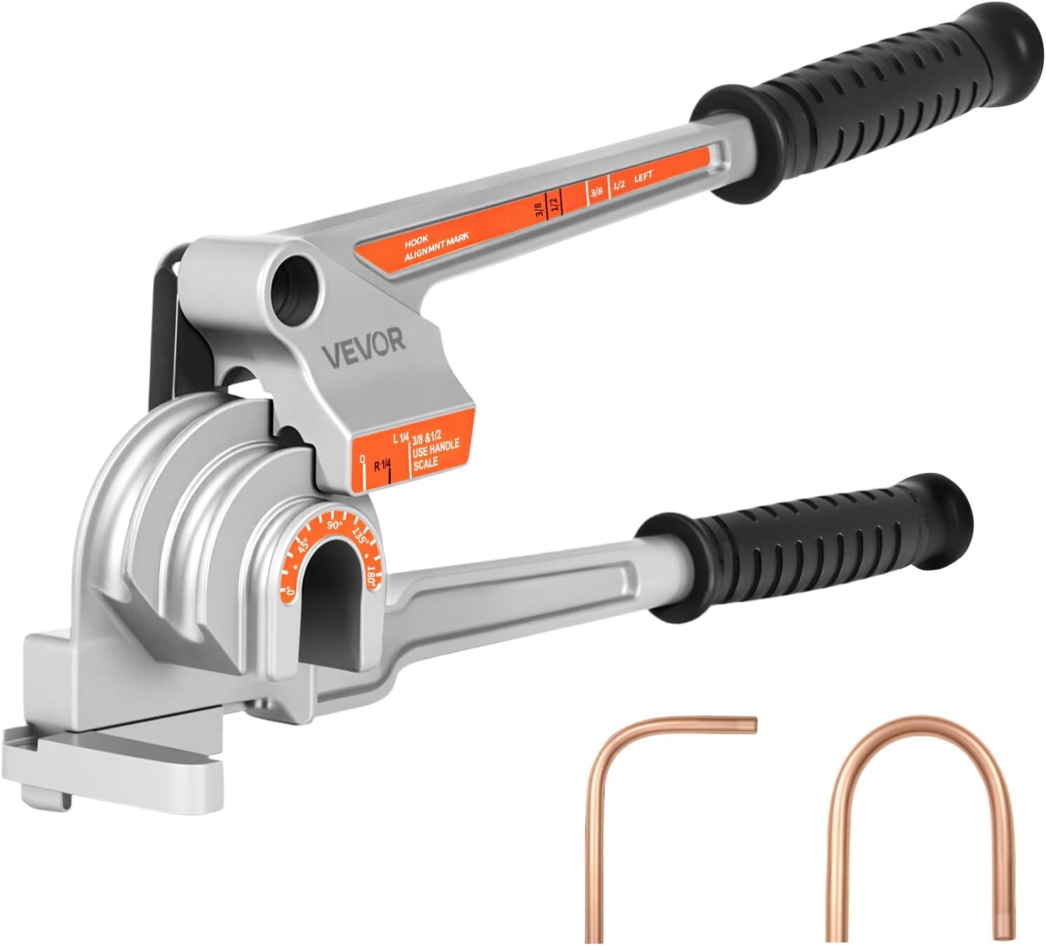 Pipe Tube Bender, 1/4", 3/8", 1/2" OD, 3 in 1 Manual Level Tube Bender, 180° Copper Aluminum Pipes Bending Tools for HVAC Air Conditioning Refrigerator Repair