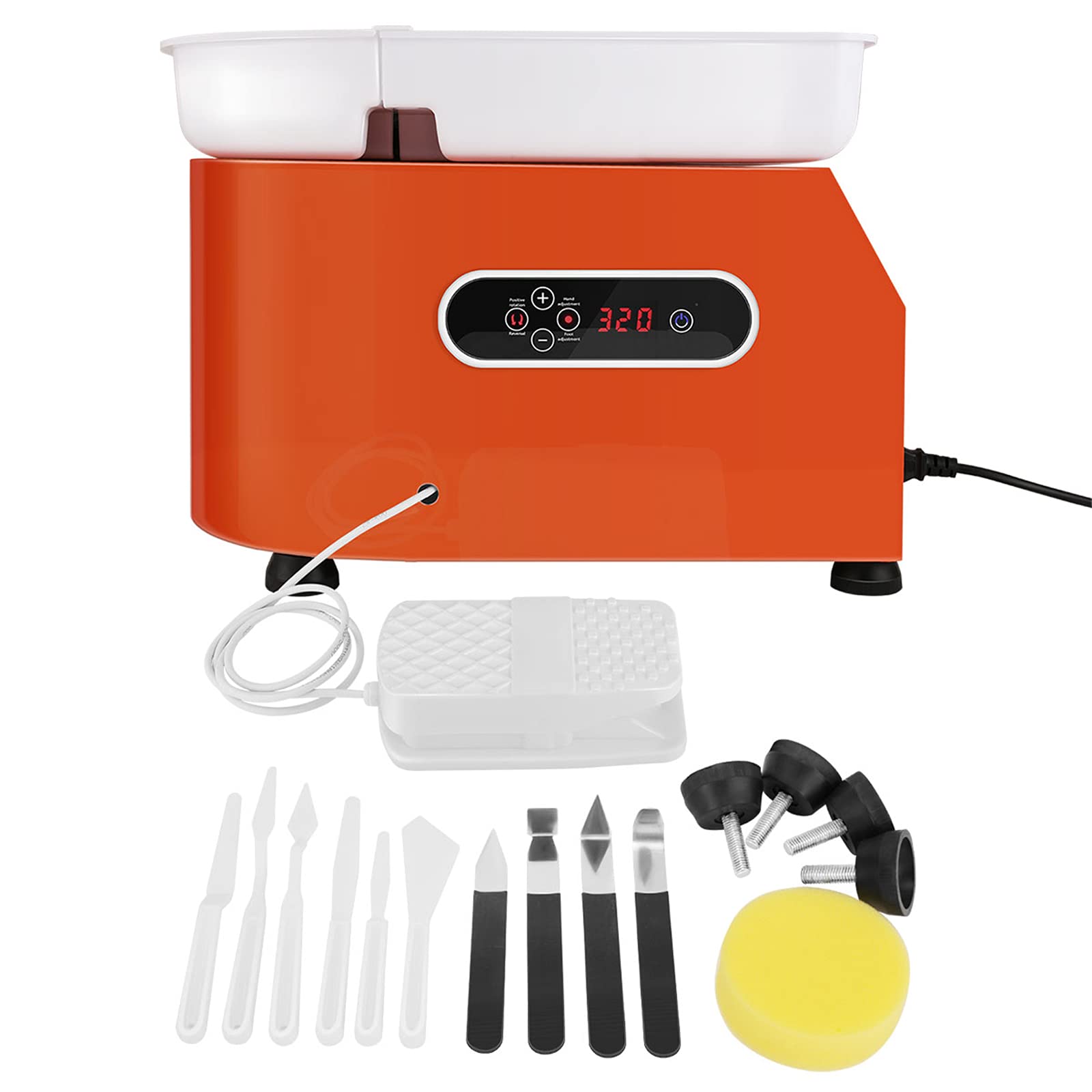 Torno de cerámica eléctrico de 350 W con Pantalla LCD, para Trabajos de cerámica, Manualidades con Arcilla, Herramientas de Bricolaje, Control Dual, versión Mejorada