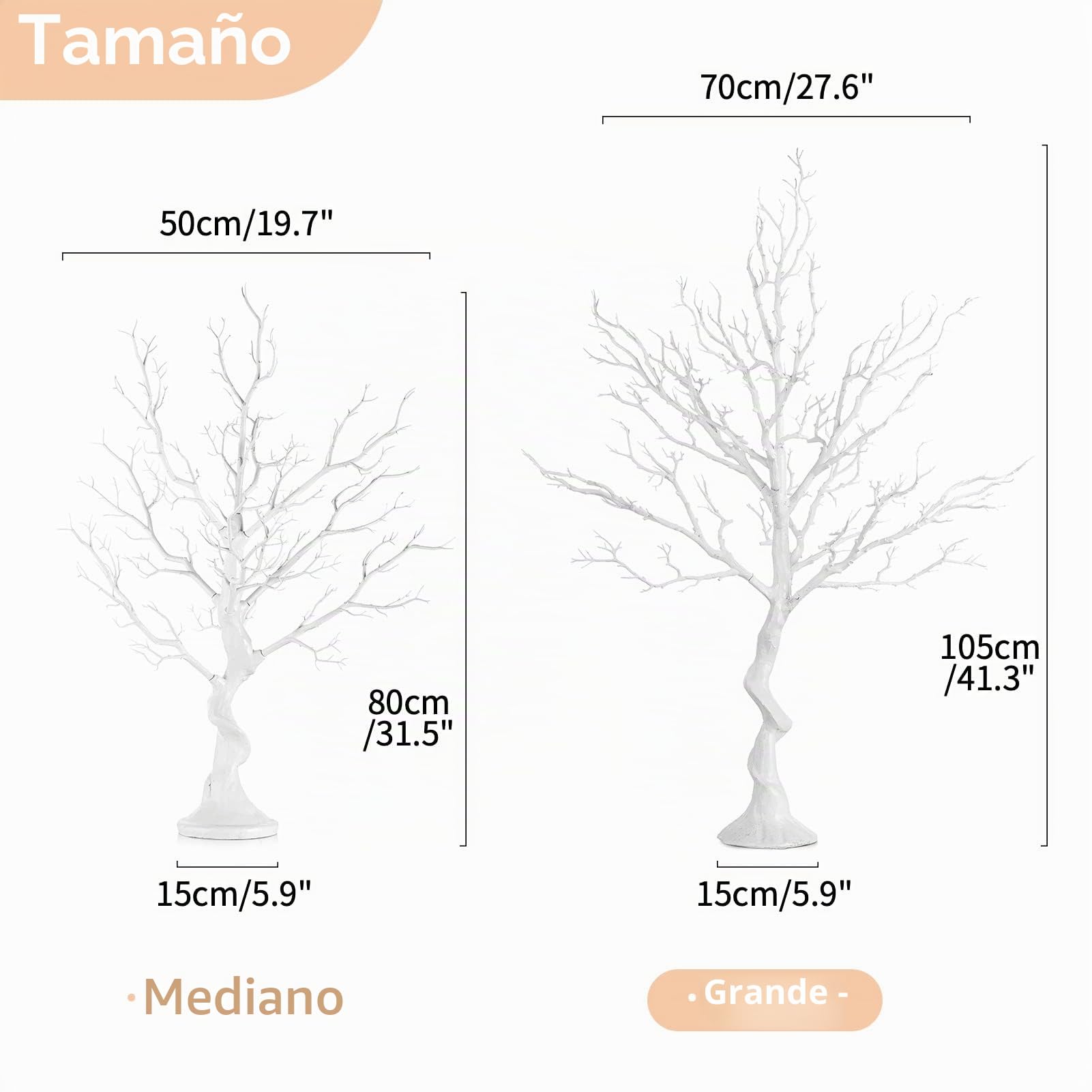 Nuptio Árbol Pascua Artificial Blanco - 105cm Alto Adorno Navidad Exhibición Manzanita Árboles Falsos Decorativos Ramitas Imitación Ramas Interiores para Centros Mesa Boda Fiesta Halloween
