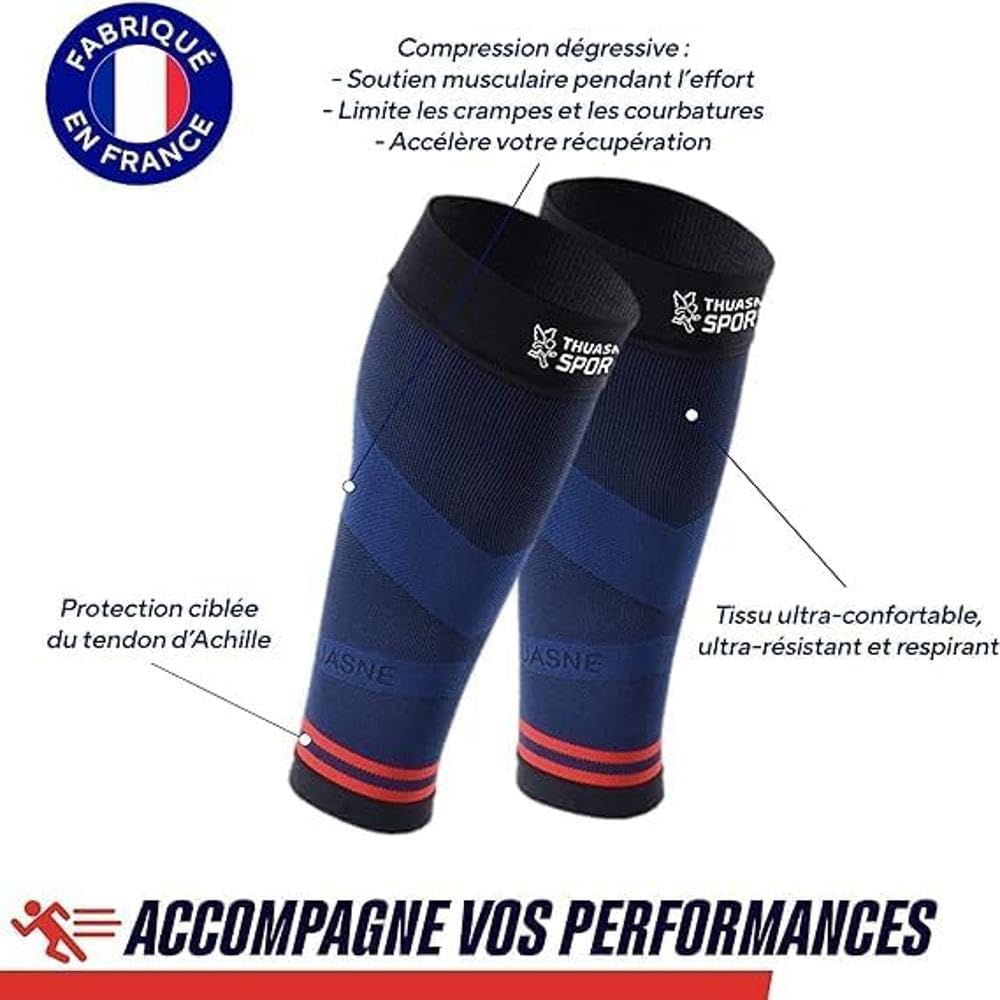 Thuasne - Mangas de Compresión Running Trail UP ACTIV, Sujeción para Pantorrillas - Protección y Propiocepción - Fabricadas en Francia