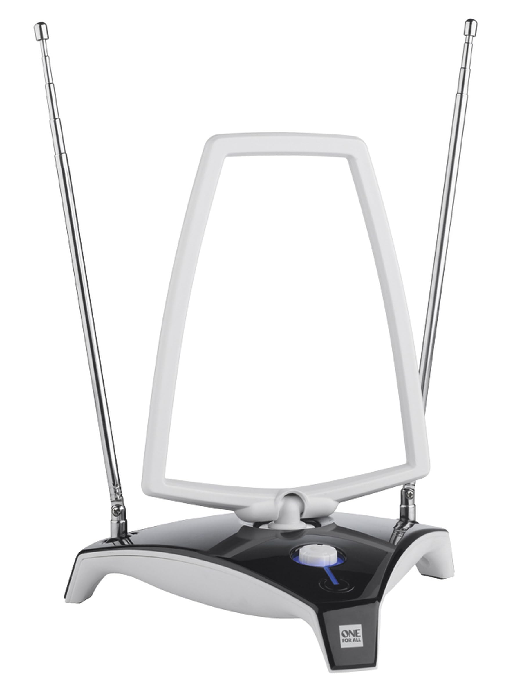 One For All – 3G/4G/5G - Bloque Les signaux – Antenne TV intérieure amplifiée – Full HD TV Ready – Antennes téléscopiques – Distance aux émetteurs 0 – 15 km – SV9360-5G