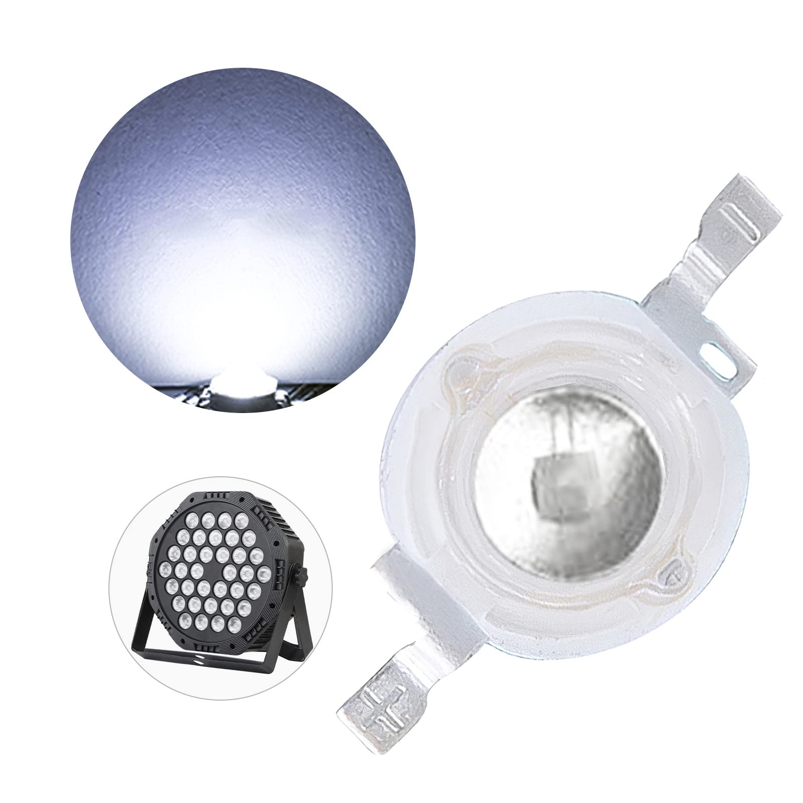 (Pack of 20) 1W 6500K Cold White Led Beads, Led Chip, Led Lamp Bulb for LED Stage Lights