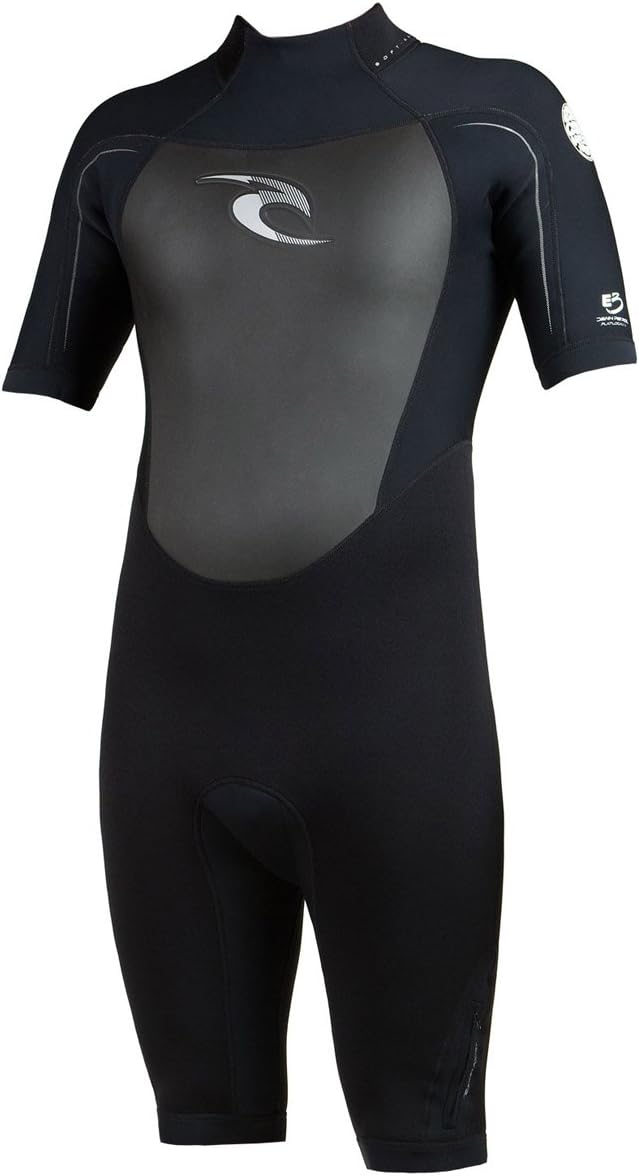 Rip Curl Dawn Patrol Short Sleeve Spring Suit (Black/Black/Silver, Medium)