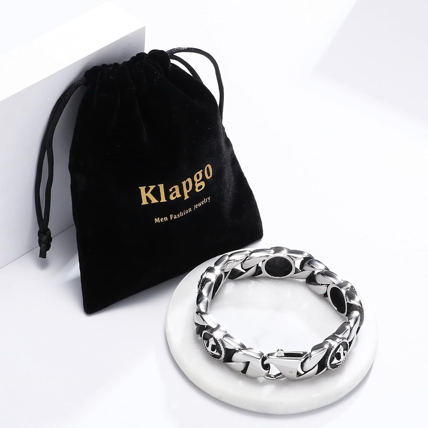 Men's Cross Stainless Steel Cuban Link Bracelet Gothic Cross Vintage Punk Bangle for Rocker Biker with Lobster Clasps Polished Gift for Him - Image 7