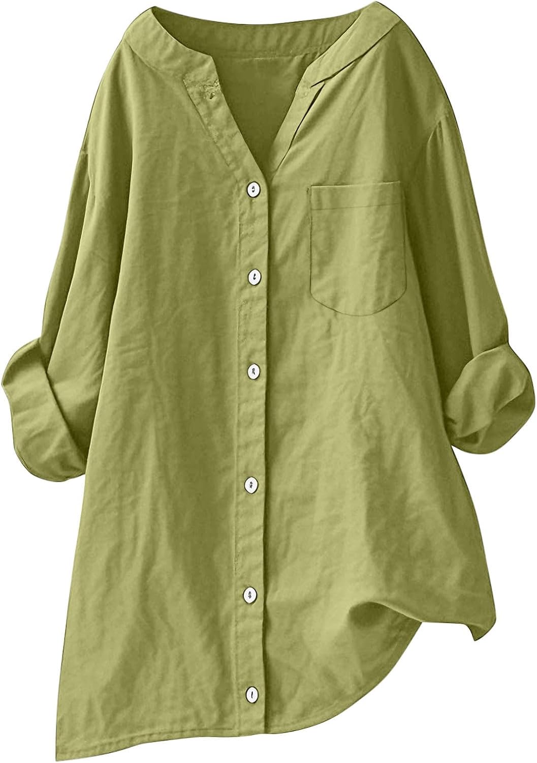 Women's Button Down Shirt Linen Button Up Shirts for Women Long Sleeve Summer Shirt Collared Blouse Linen Tops
