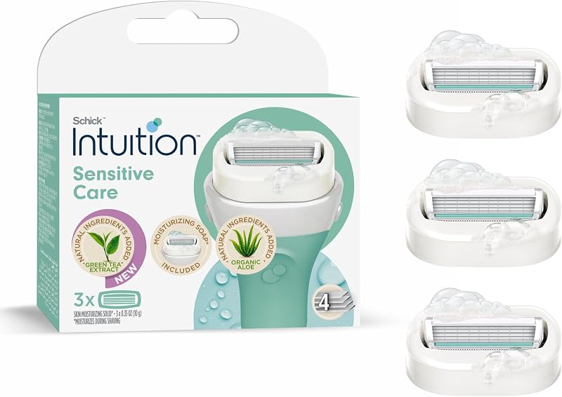 Schick Intuition Sensitive Care 3Pcs*4Blades For Women Green Tea