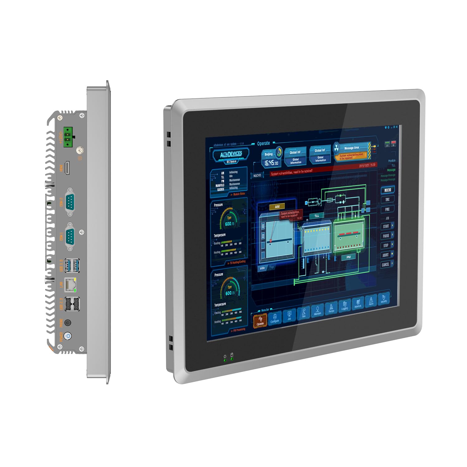 12,1-calowy przemysłowy komputer panelowy bez wentylatora, All in One z pojemnościowym ekranem dotykowym, 2xUSB2.0,2xUSB3.0,HDMI,2xRS232,LAN (i3-8145U, 8GB RAM 256GB SSD)