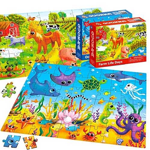 60 Piece Puzzles For Kids Ages 4-8 - 4 Jigsaw Toddler Puzzles Ages 3-5 By Quokka - Animals Toys For Children 6-8-10 Year Old For Boys And Girls #TOP7