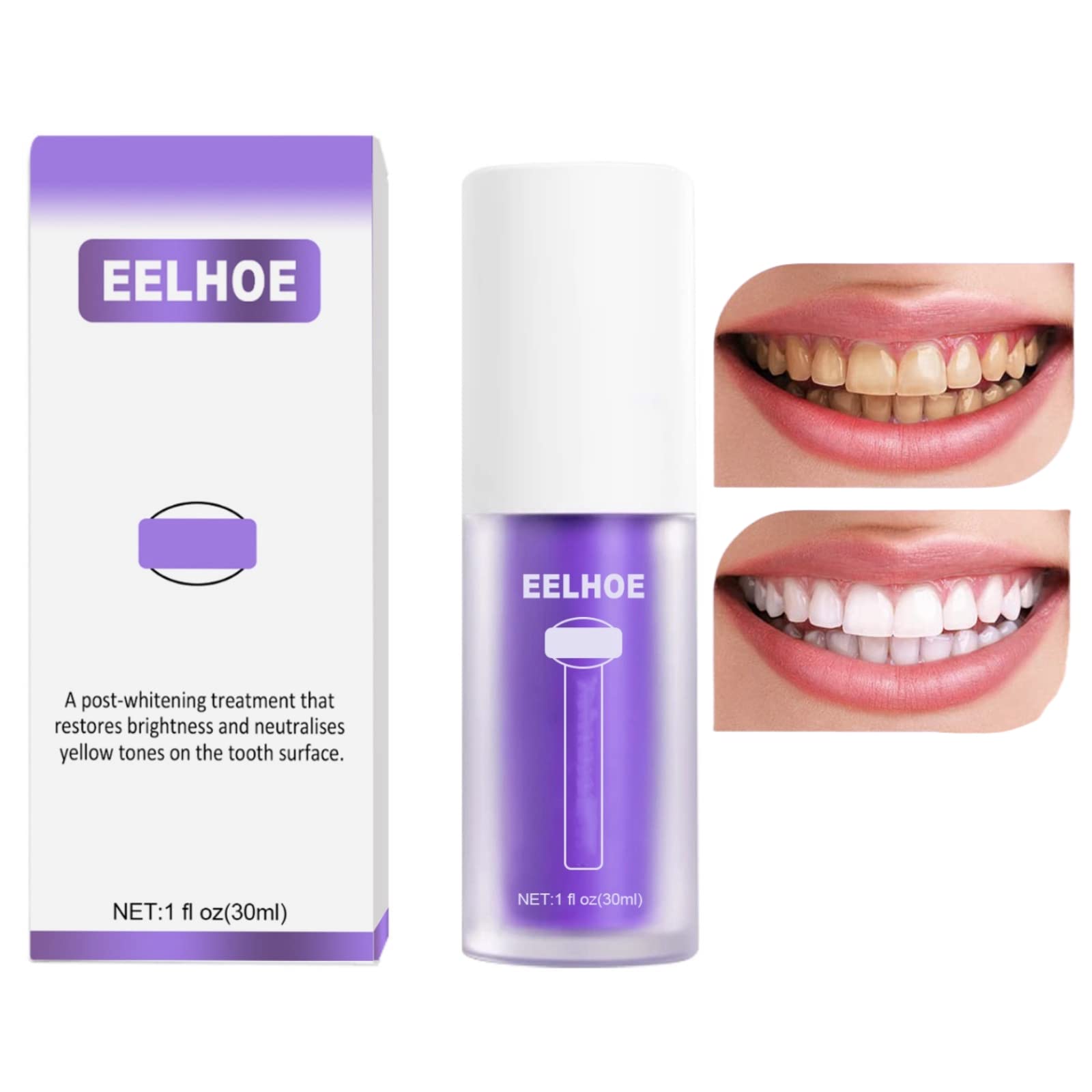 Purple Toothpaste,Teeth Whitening Toothpaste,Brighter Colour Corrector T/oothpaste,Purple C/orrector T/ooth W/hitening Foam T/oothpaste