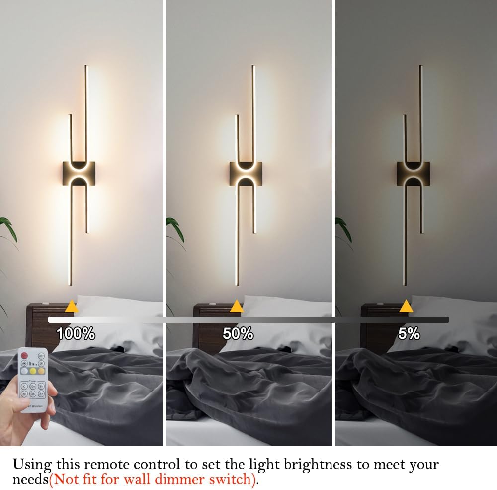 Vanity Light for Bathroom Lighting Over Mirror Black Dimmable 3CCT Vanity Lighting Fixture Modern Bath Vanity Bar 39in Led Bathroom Wall Sconce Lighting for Bedroom Living Room with Remote Control