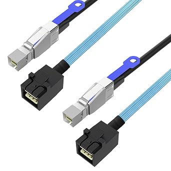 SFF-8644 to SFF-8643 Data Cable 2 Pack 2M/6.56FT Mini SAS HD to Mini SAS Adapter for HDD/SSD Storage, RAID Arrays, Servers, Data Centers - Durable Data Transfer Extension Cable