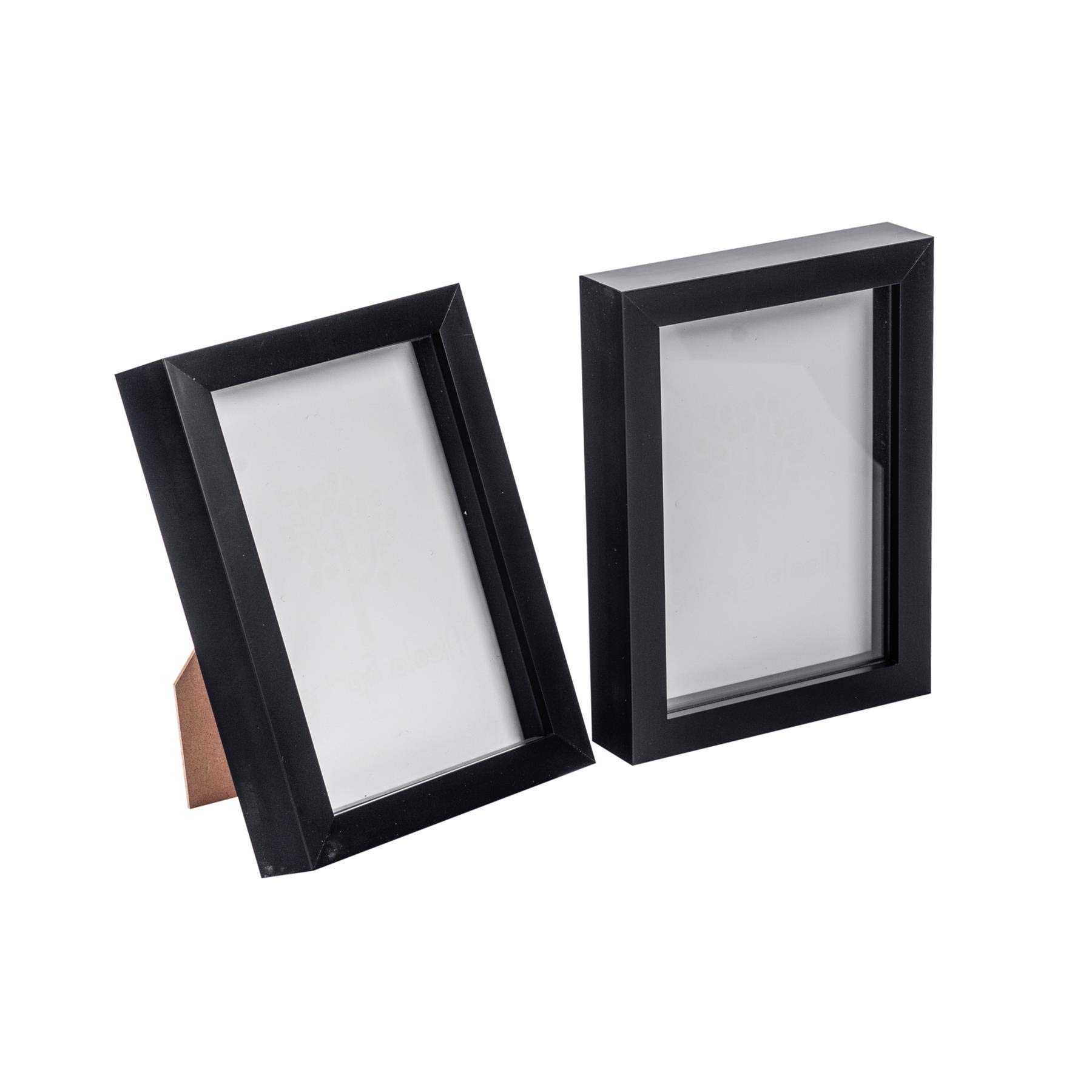 Nicola Spring 3D Shadow Box Photo Frames - 5x7 (12x17cm) - Pack of 2 - Black 3D Photo Frame Box Picture Frame Box Portrait Display Case for Crafts, Keepsakes, Wedding, Graduation