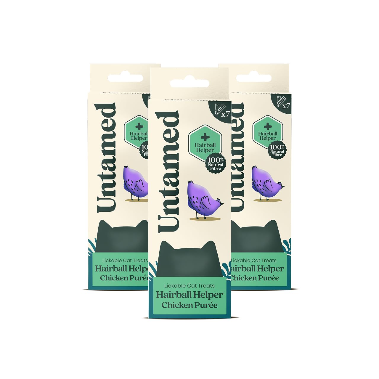 Untamed Hairball Lickable Cat Treats 21 Pack, 87% Chicken, Natural Fibre