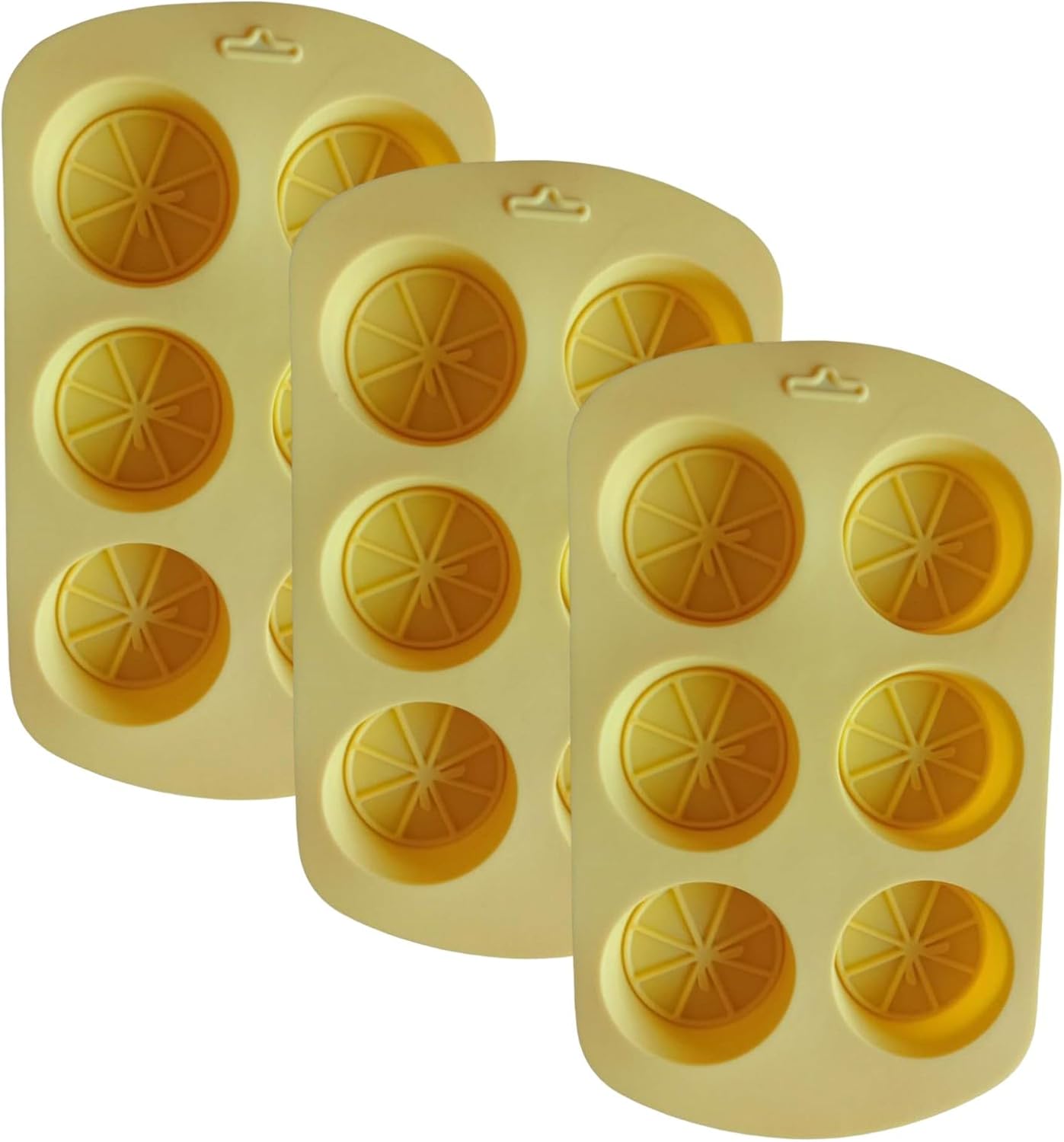 Silicone Lemon Slice Shaped Ice Cube Tray 3 Pack – Frezer, Oven and Dishwasher Safe Reusable Chocolate Molds with 6 Holes for Ice Cubes, Chocolates, Soaps, Cake