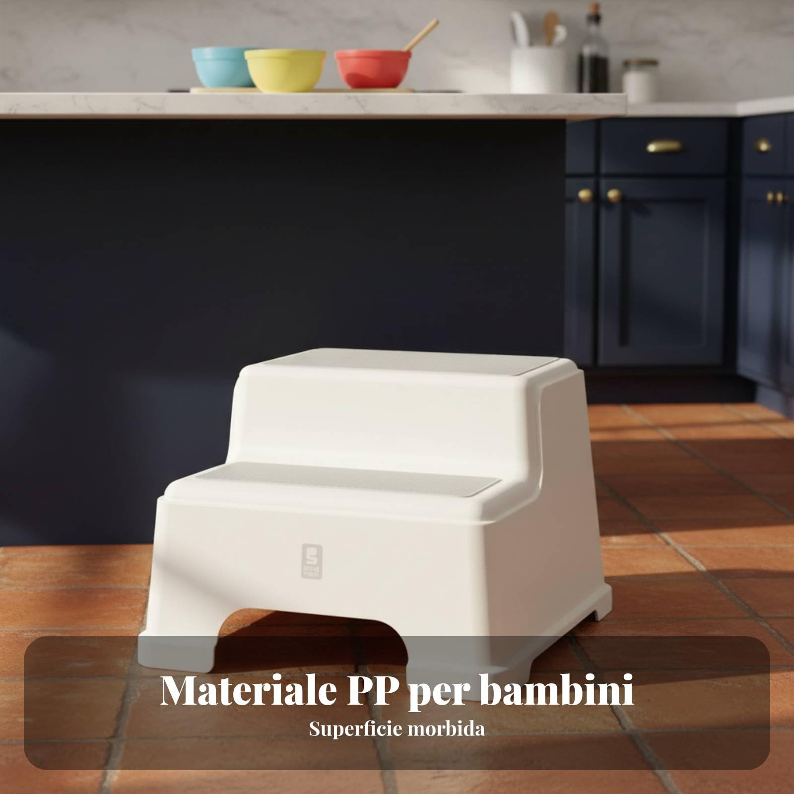 Qianly Sgabello Bagno Bambini Stabile e Sicuro Rialzo Antiscivolo Bambini Angoli Arrotondati Sgabello Contenitore Multiuso per Addestramento Al Vasino, Avanzato