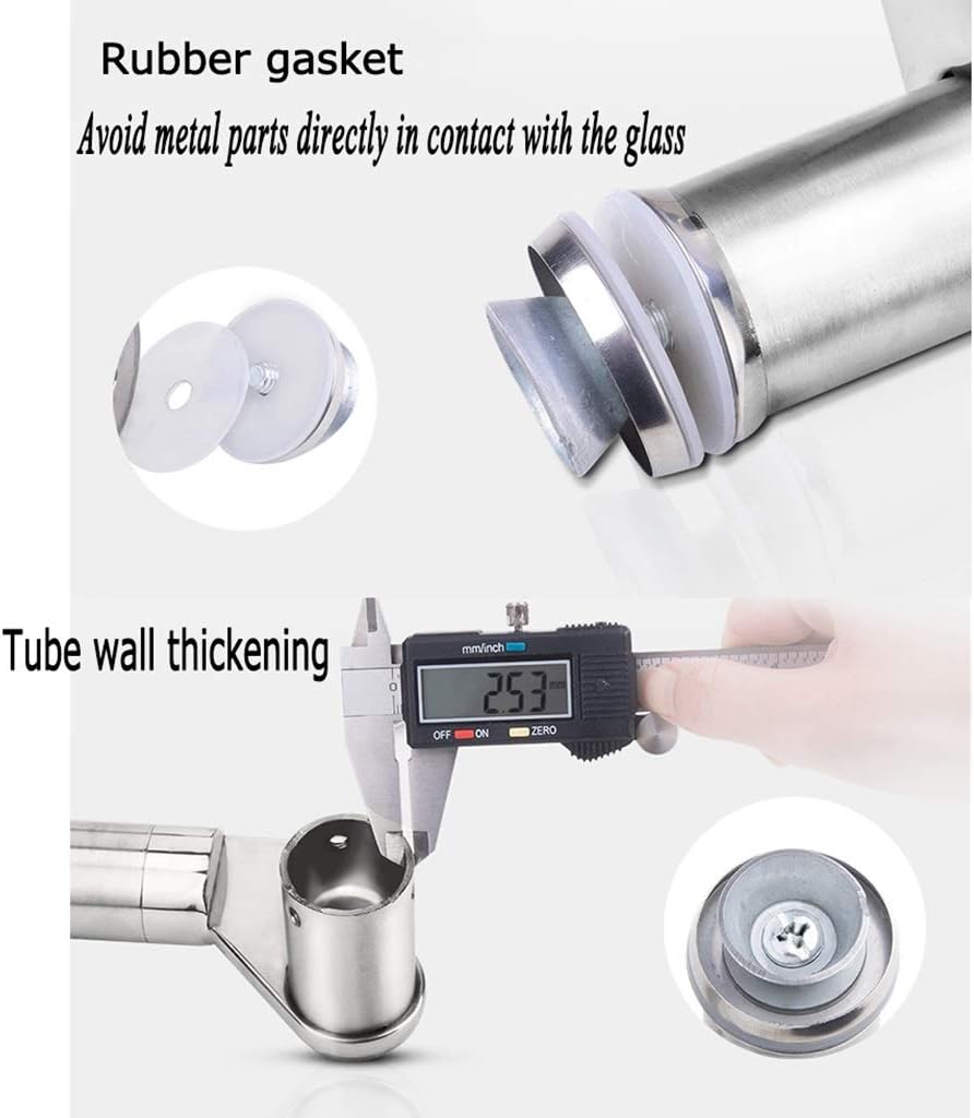 Brushed Silver Stainless Steel Door Handle Tempered Glass Door Push-Pull Handle Commercial Office Door Handrail,2 Lengths,Length 800mm
