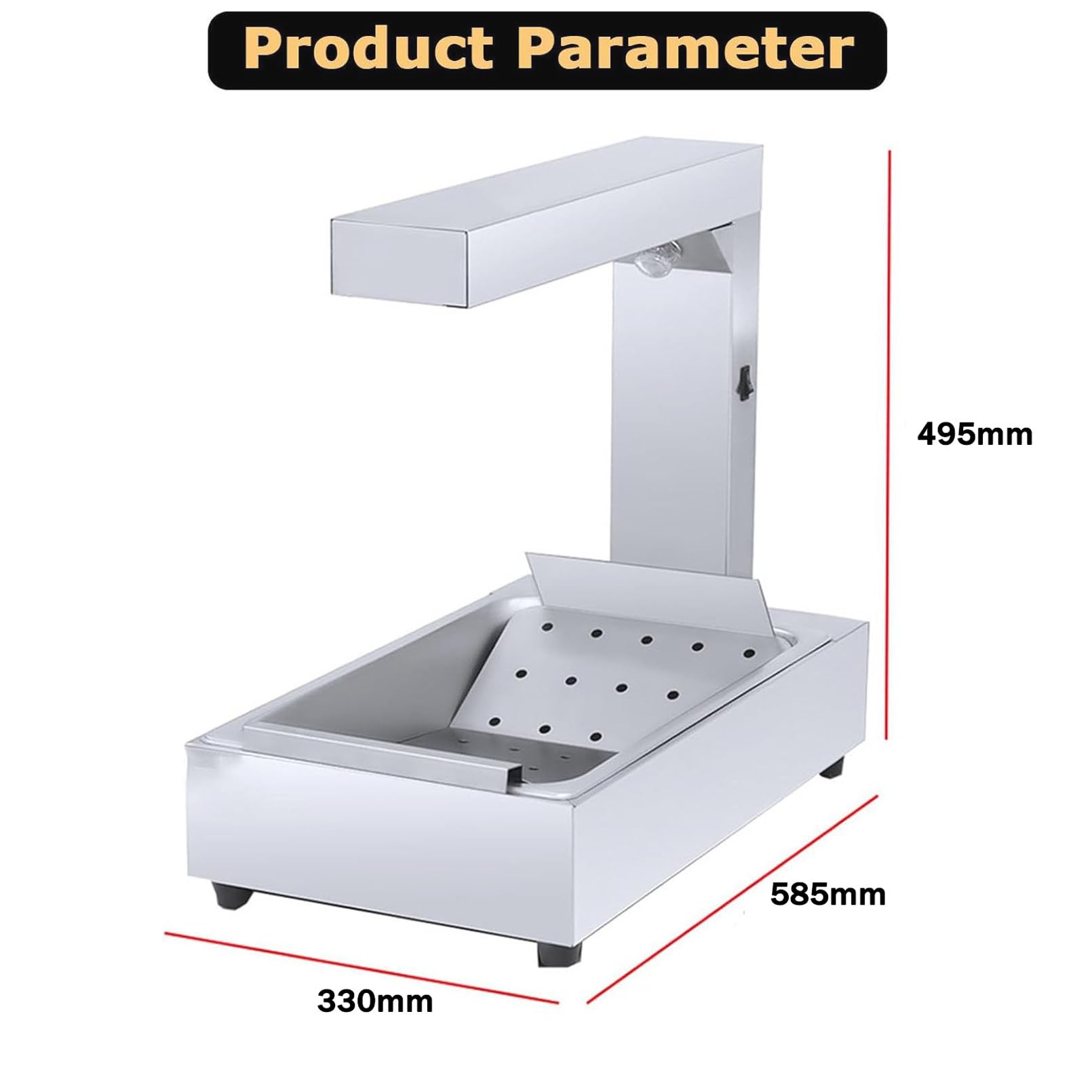 Scalda patatine fritte Lampada riscaldante per alimenti commerciale/Scaldacibo Luce, Stazione di scarico riscaldante Scaldacibo da banco per patatine fritte Churros Buffet Cucina Ristoranti 1000W