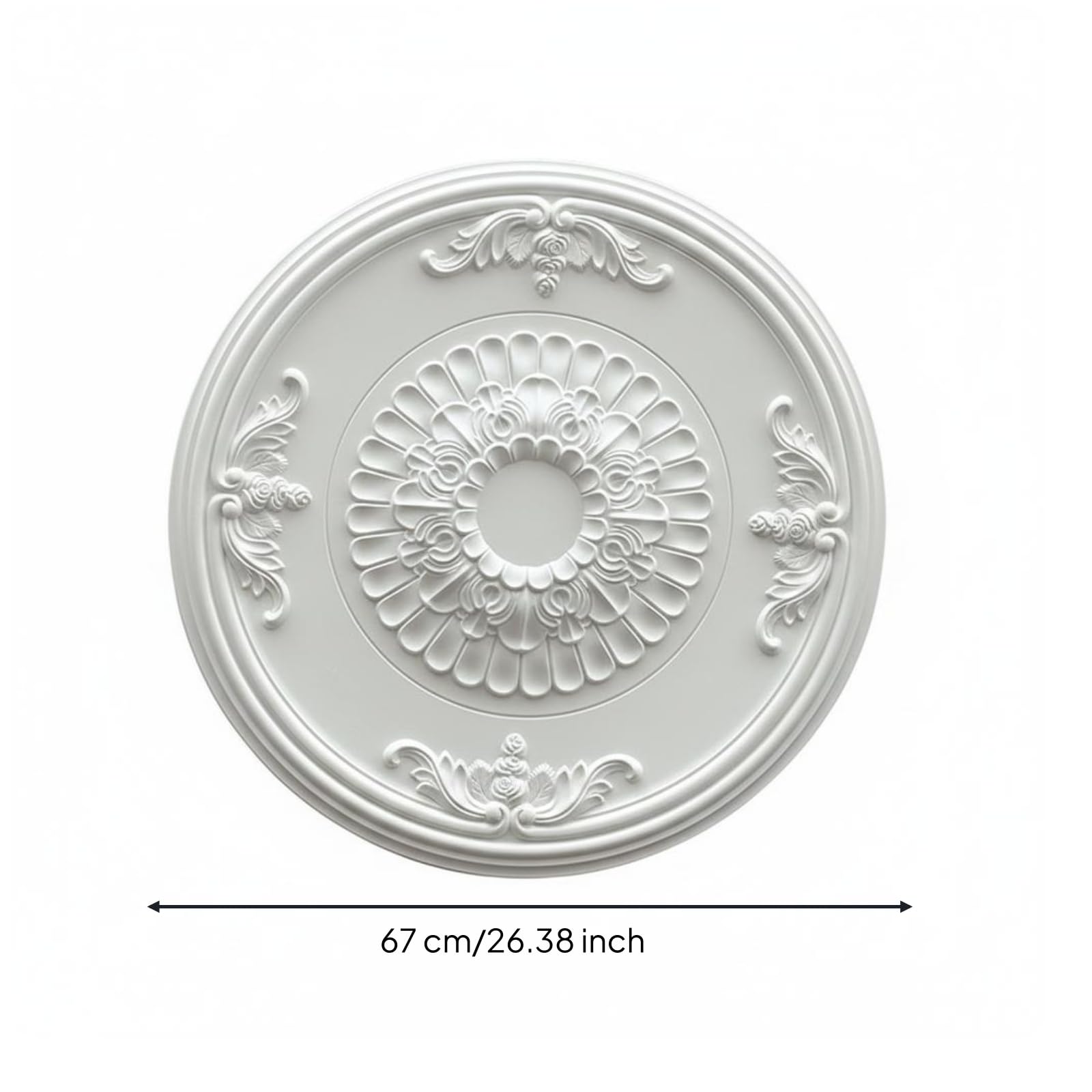Rosone Floreale Rilievo Scolpito Rosone Plafoniera Ornato Medaglione Soffitto, 051 Carved 67CM