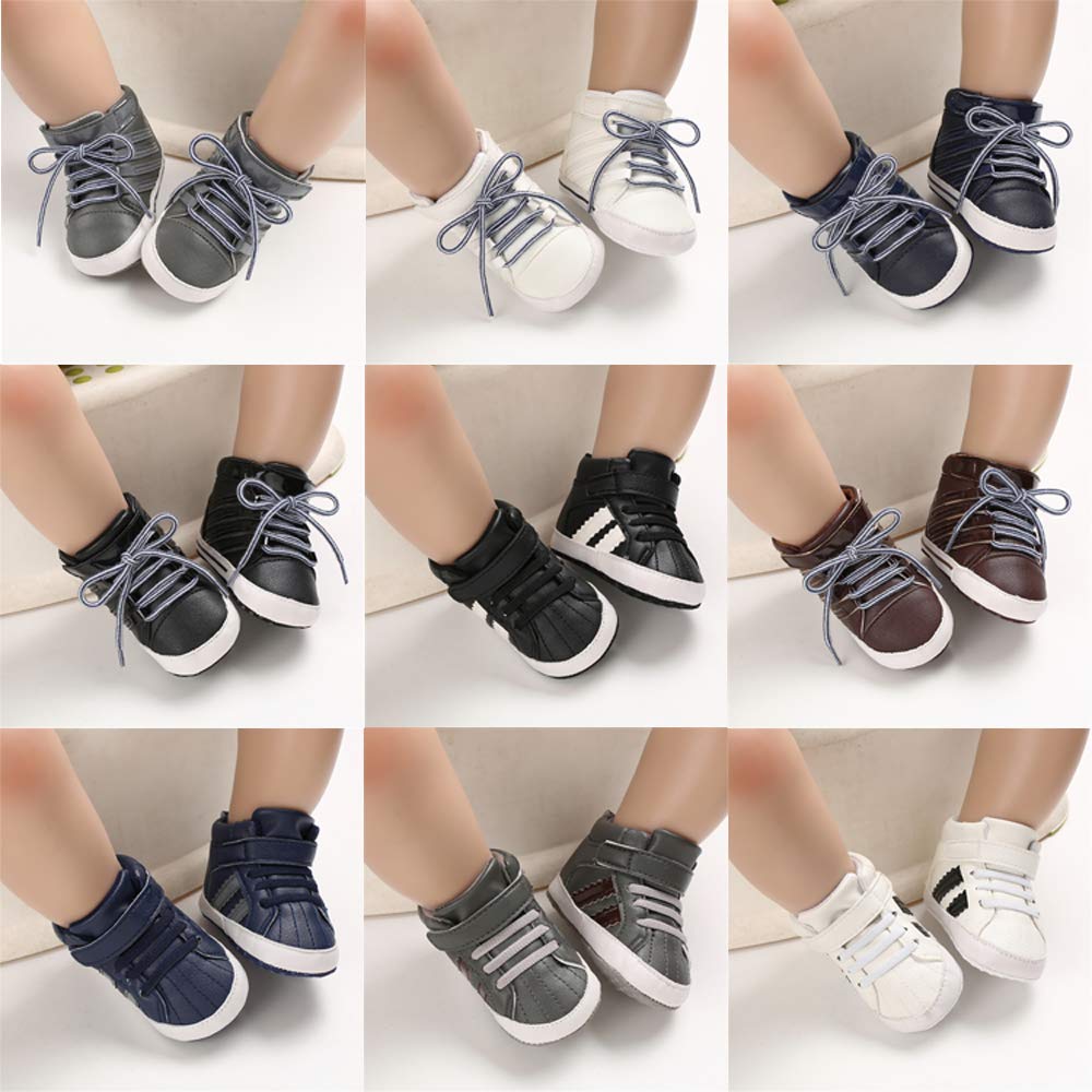 SOFMUO Baby Boys High-Top Ankle Sneakers Infant Slippers Anti-Slip Soft Sole Toddlers First Walkers Shoes(Grey,12-18 Months)