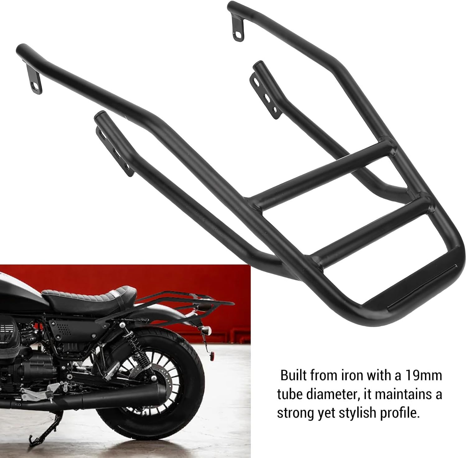 Jonlaki Rear Rack, High Temperature Electrostatic Spraying Replacement Luggage Rack with Accurately Positioned Mounting Holes for V9 Bobber 2018 2025