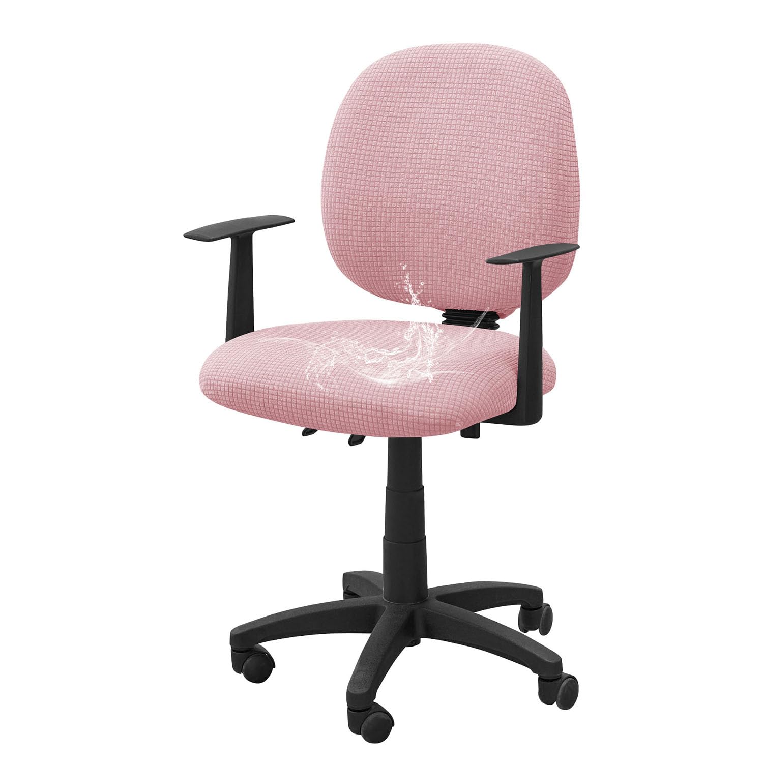YOPOIY Split Office Chair Cover, Stretch Desk Chair Cover with Backrest and Seat Cover, Washable Computer Chair Covers, Rotating Chair Slipcovers for Home Office (pink,one size)