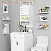 Vista 6 de Forbena Estante de repisa blanca para cuadros, estantes flotantes con borde para libros de dormitorio, estantes de esquina para guardería, estantes