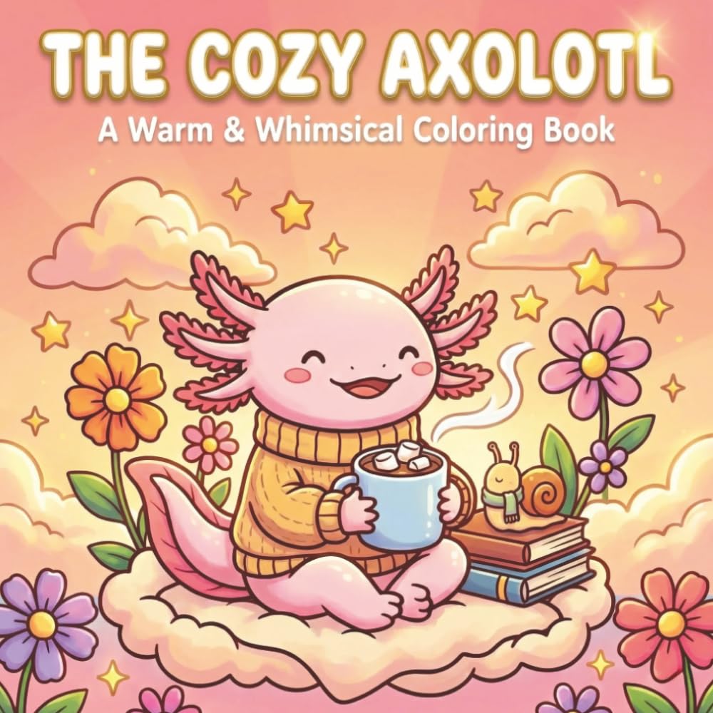 The Cozy Axolotl: A Warm & Whimsical Coloring Book: Fun, Bold, and Easy-to-Color Pages Featuring Adorable Characters, Warm Drinks, and Relaxing Scenes for Kids Ages 4-8