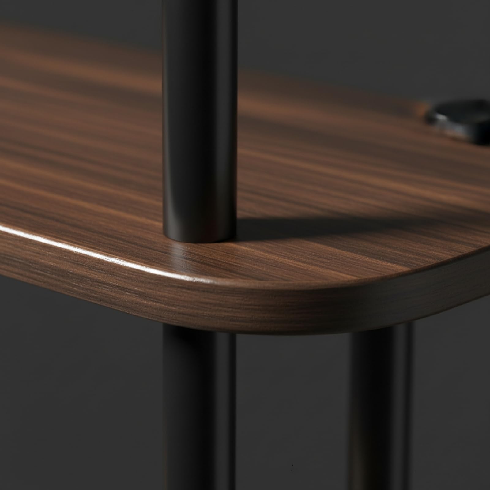 F Fityle Estante de Almacenamiento Estantería Organizador Repisa Soporte con Estilo Industrial de Acero y Diseño Abierto de Encimera con Tablas Símil Madera, 雅黑（双层）, 38CM
