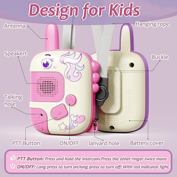 Wonder Digital Toys for 3-12 Year Old Girls Boys,2 Pack Cute Dinosaur Walkie Talkies with Wearable Lanyard for Outdoor Camping,Birthday Gifts for 4 5 6 7 8 9 Year Old Kids Multicolor - Image 2 thumbnail
