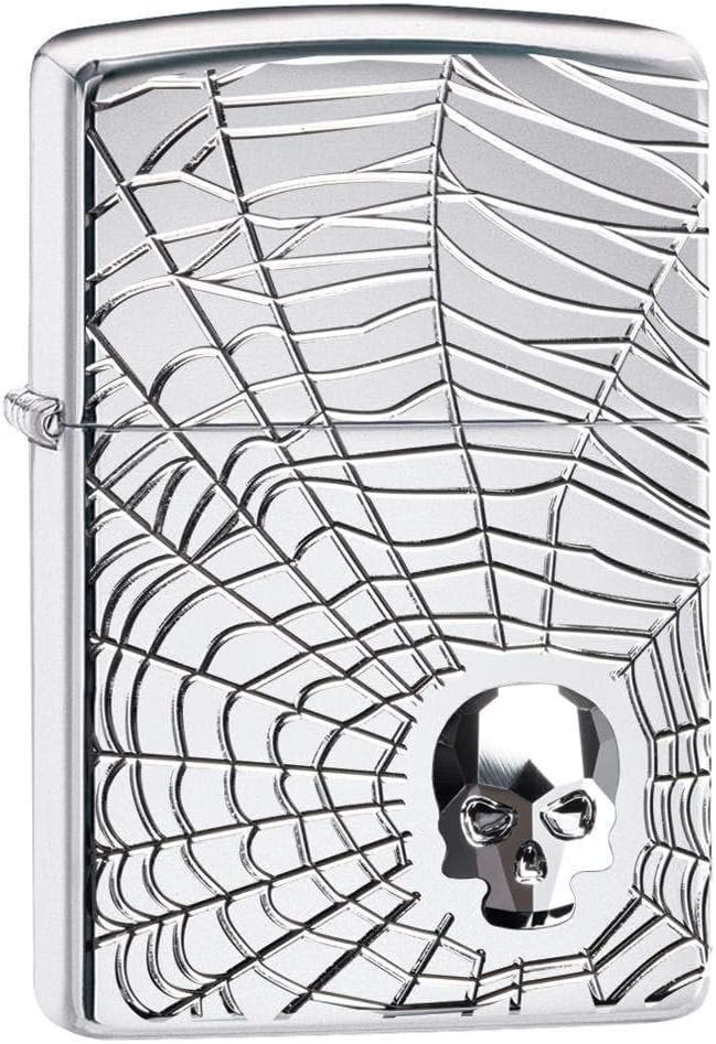 Zippo Spider Web Skull Design Pocket Lighter, One Size