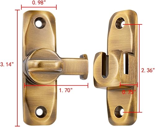 Miniatura 2 de INIRET Cerradura de puerta de granero, cerradura de puerta de 90180 grados, cierre de cerradura de puerta de ángulo recto de aleación de zinc,
