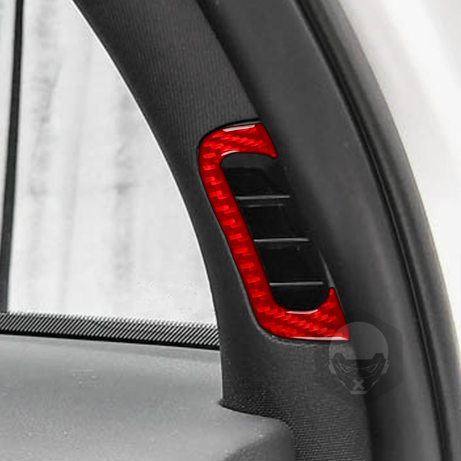 PJFUS Real 3K Red Carbon Fiber Car Inner Door Pillar AC Wind Outlet Vent Side Panel Decorative Strip Trim Sticker Compatible with Dodge Durango 2011-2020 Auto Interior Accessories