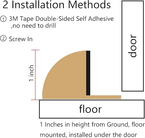 Miniatura 4 de Paquete de 2 topes de puerta autoadhesivos, sin taladros, protectores de pared con puntas de parachoques de goma negra, topes de puerta para