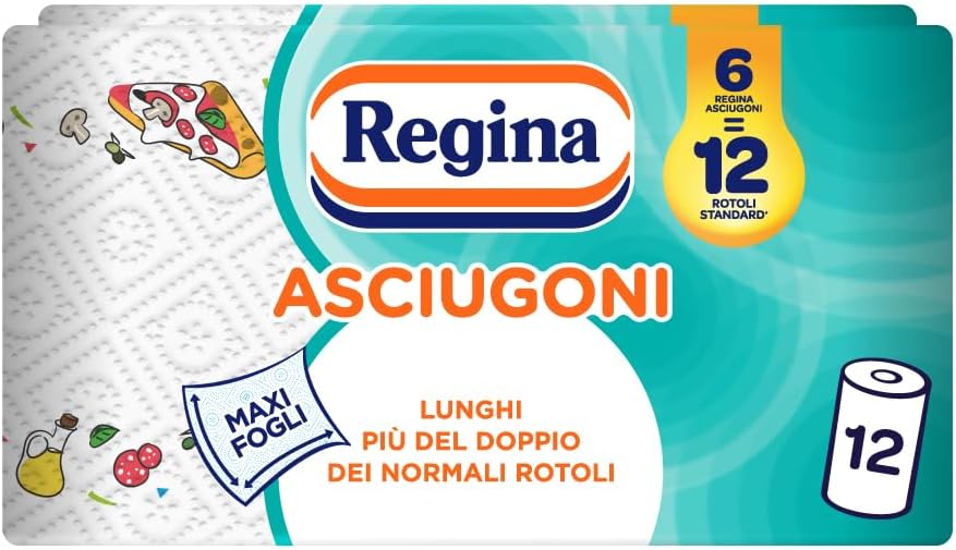 Regina Paper Kitchen Towels | Pack of 12 Rolls 2 Ply | 85 Sheets Per Roll* | Larger and More Absorbent Maxi Sheets | 100% FSC® Certified Paper