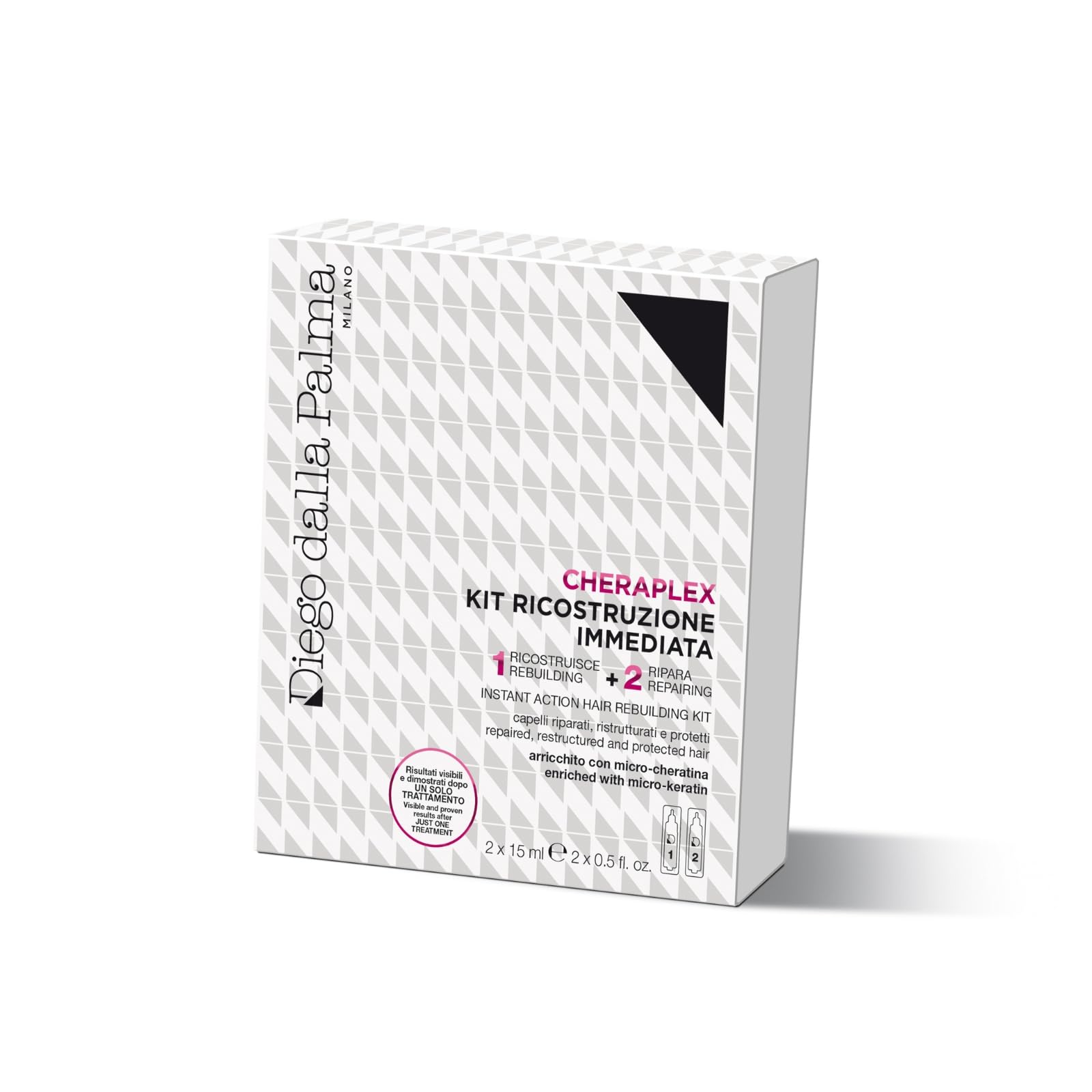 Diego dalla Palma | CHERAPLEX Kit Ricostruzione Immediata, Due Fasi ad Urto, Ricostruisce e Ripara, 2x15ml