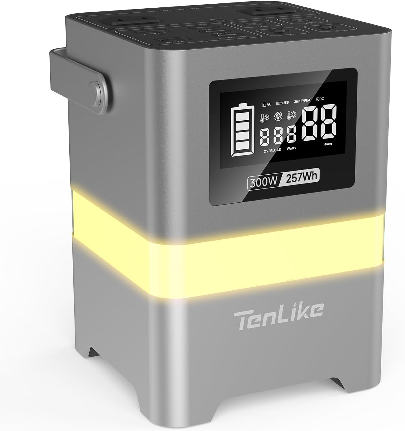 Portable Power Station, 300W Solar Generator 257Wh with Color LED Light, PD 100W Two-Way Fast Charge, AC Outlet Pure Sine Wave, DC, USB-A/USB-C, 120V Portable Power Bank for Camping Home Outdoor Use