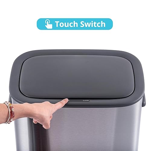 Miniatura 4 de Bote de basura automático con sensor de movimiento con tapa, cubo de basura sin contacto de 14.5 galones, cubo de basura de 55 litros para cocina,