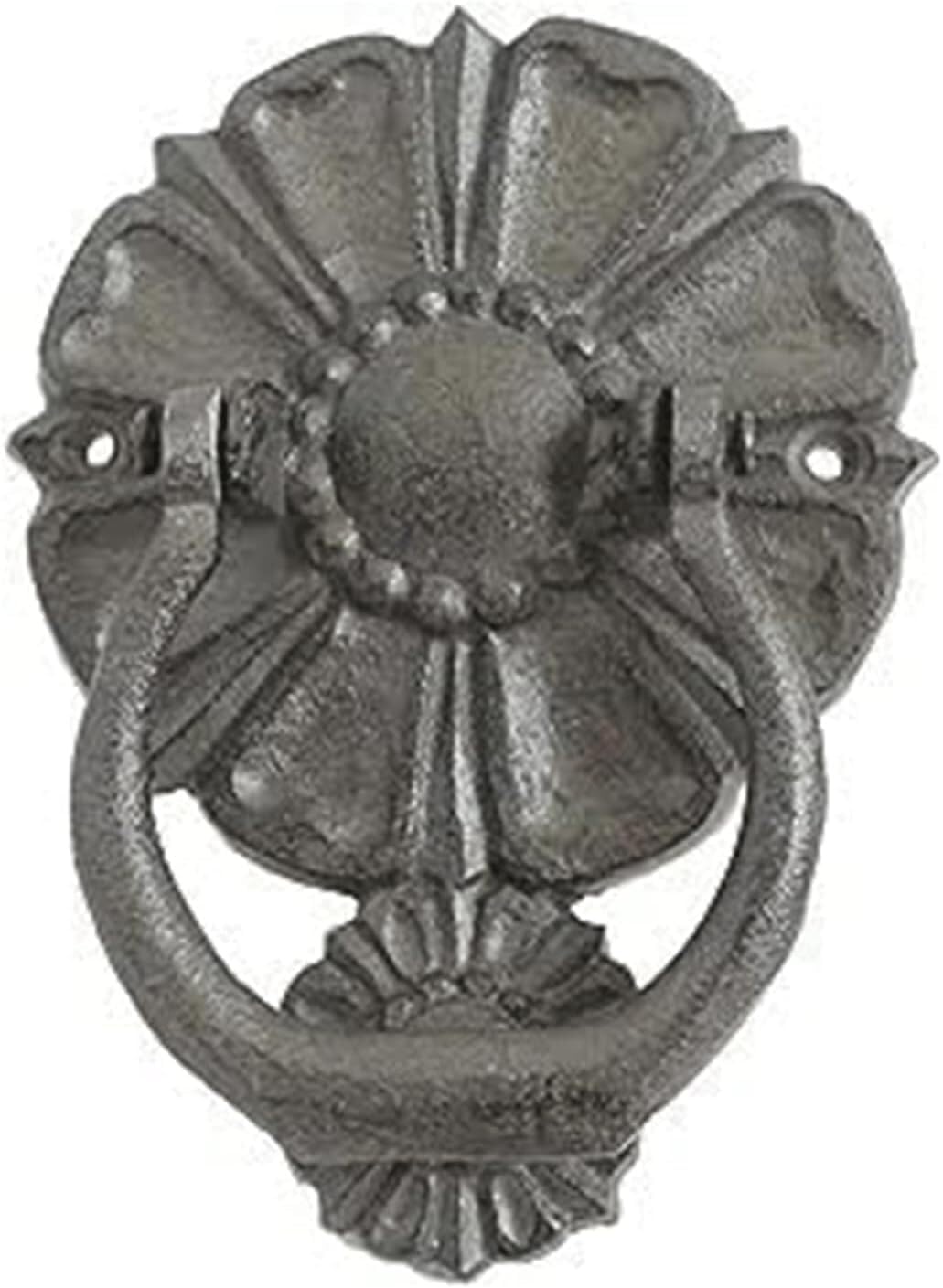 TIST Iron Door Knocker Petal Shaped Door Handle Solid Casting Iron Door Knock Furniture Door Ring Knocker Front Door Decorative Surface-Mounted Installation