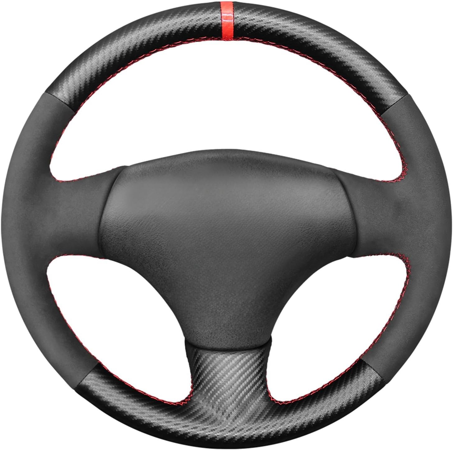 MEWANT Steering Wheel Cover Wrap for Mazda MX-5 MX5 Miata NB for Protege5 Hand-Stitched Made of Suede and Carbon Fiber