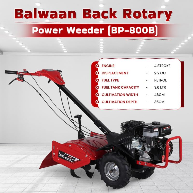 Image of Balwaan Krishi Back Rotary Power Weeder | 212cc 4-Stroke Engine| BP-800B