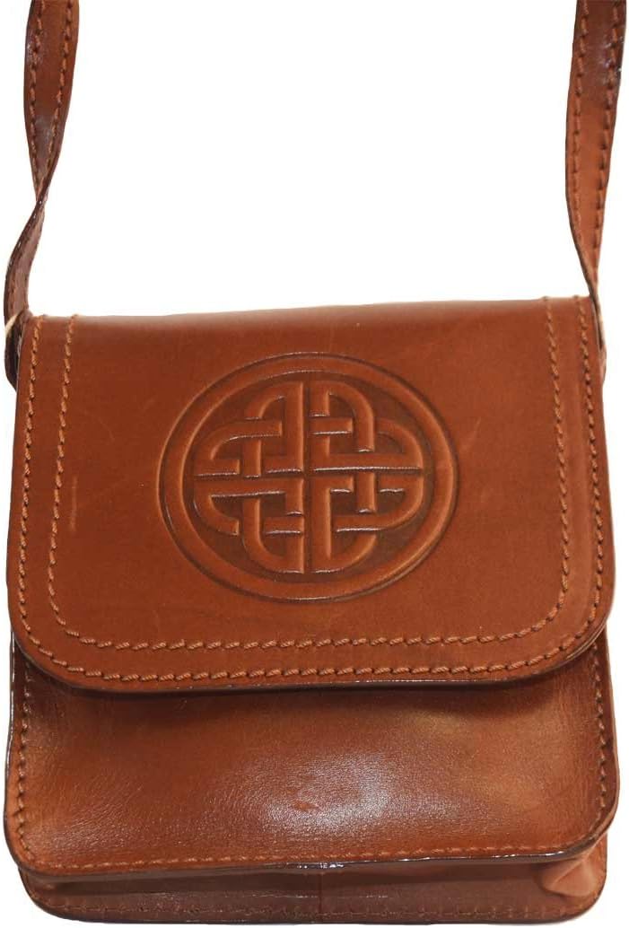 Lee Rivers Genuine Brown Leather Handmade Clutch Bag with Celtic Design
