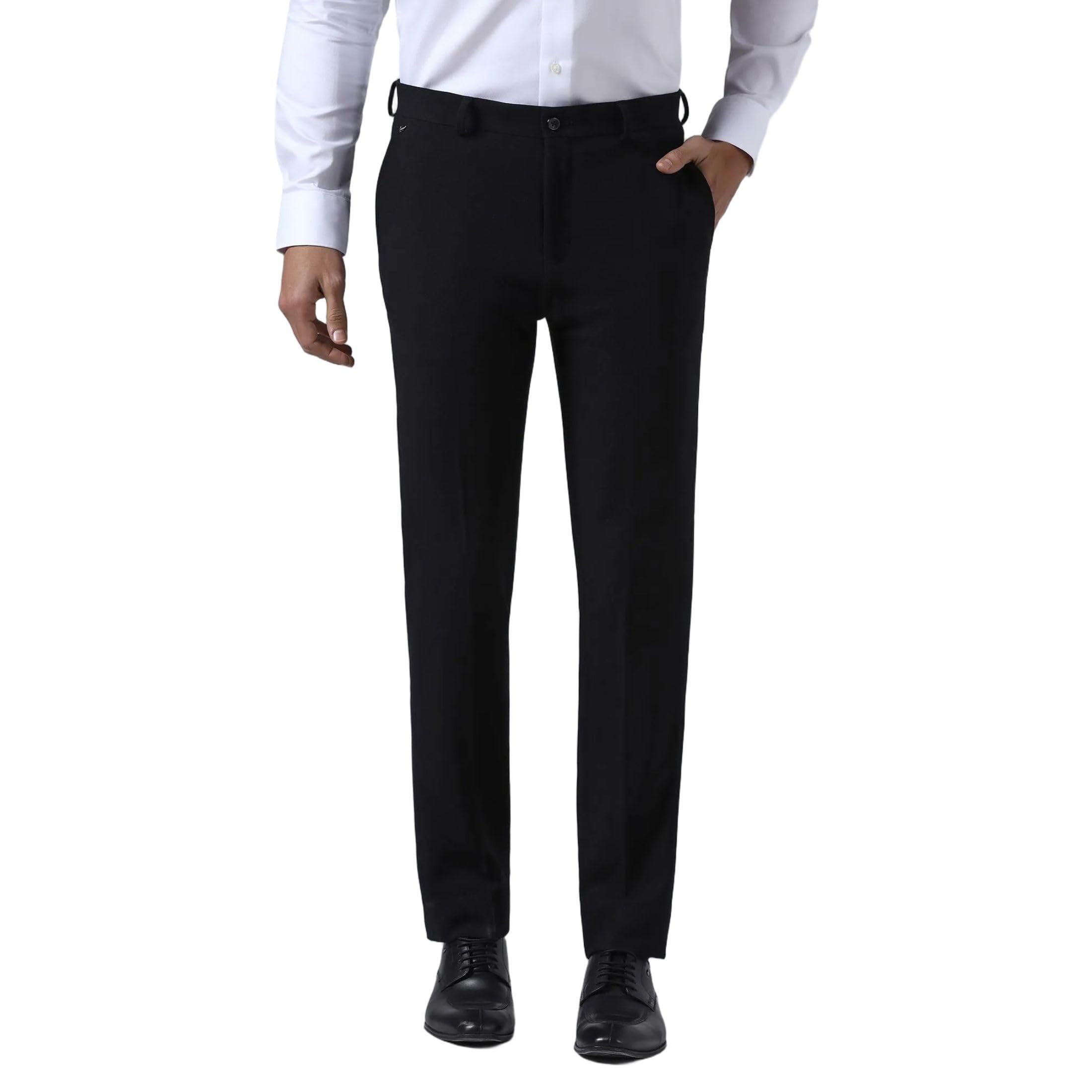 Men's Polyester Blend Skinny Formal Trousers-image-13