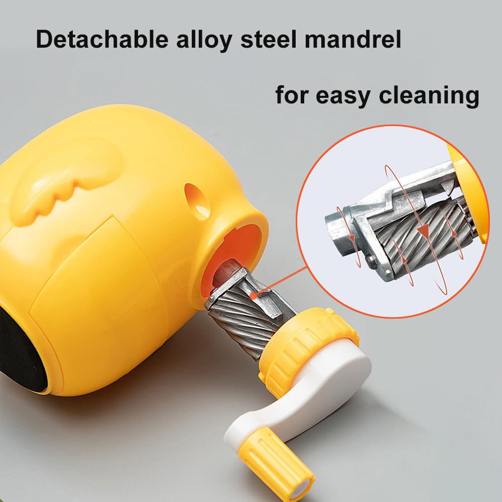 2 in 1 Cartoon Pencil Sharpener - Hand Crank Desktop Sharpener, Cute Mommy Duck & Baby for School Kids - Yellow Hen - Image 3