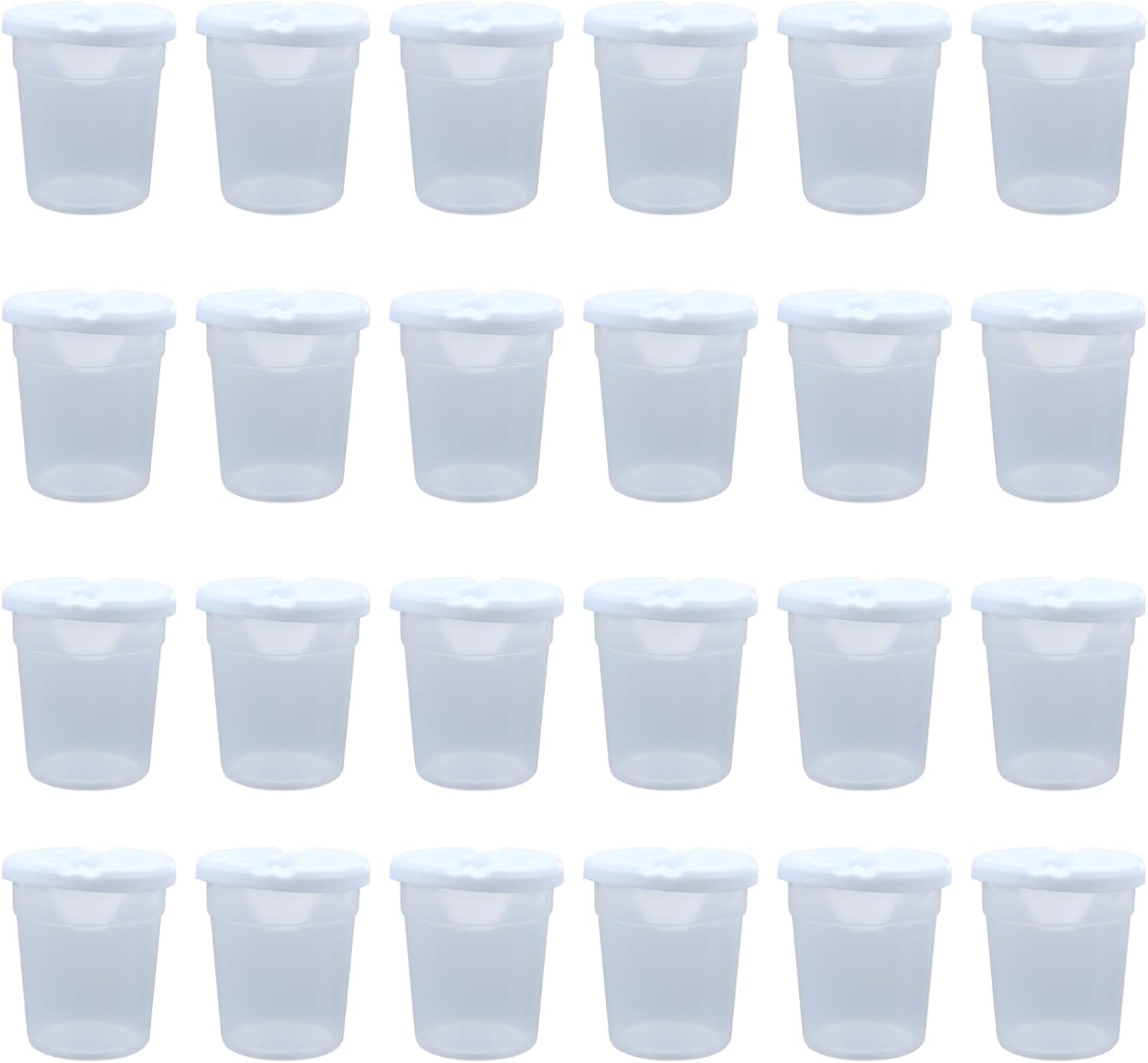24 Pack of Reusable No Spill Paint Cups for Kids, 3.1 X 3.4 in Plastic Palette with Brush Holder for Classroom and Arts & Crafts