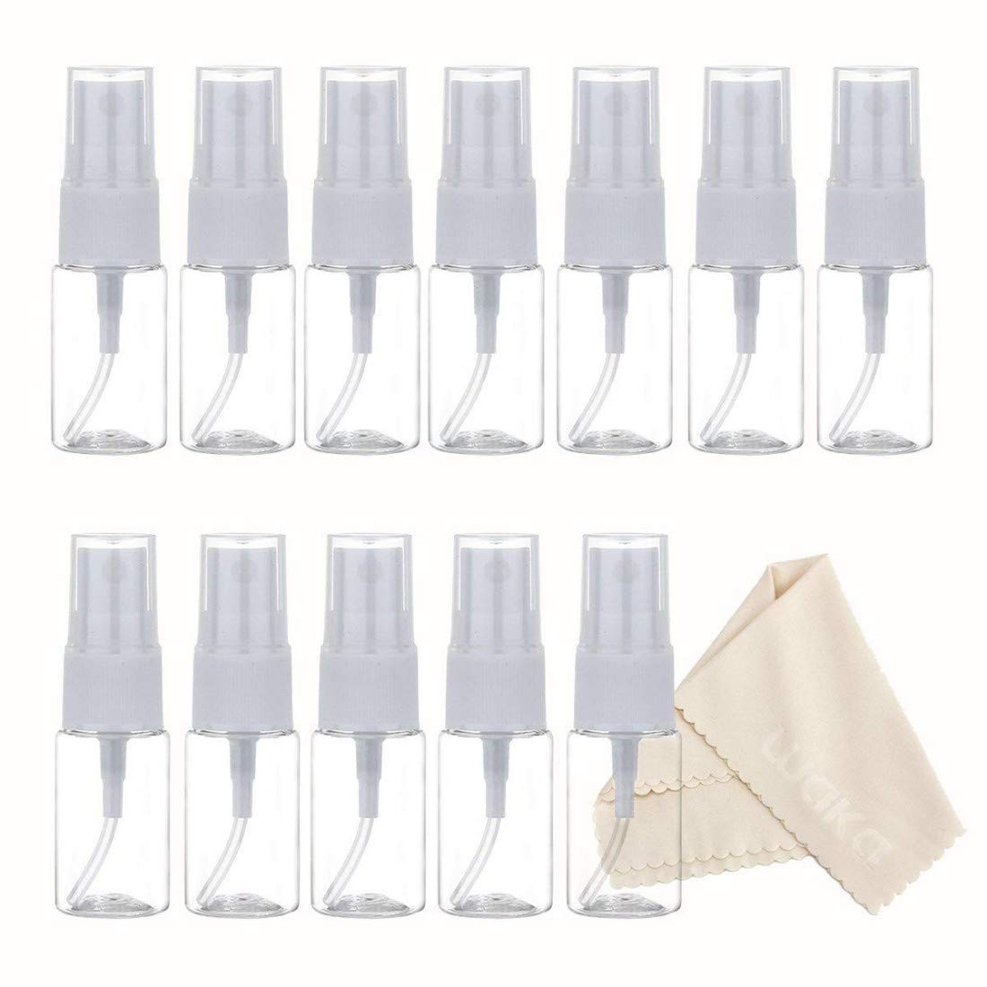 DIY Crafts Pack 20 Pcs, Bottle + Cloth, Empty 10ml (0.35oz, Less Than 1oz) Clear Plastic Fine Mist Spray Bottle for Cleaning, Travel, Essential Oils, Perfum (Pack 20 Pcs, Bottle + Cloth)-image-18