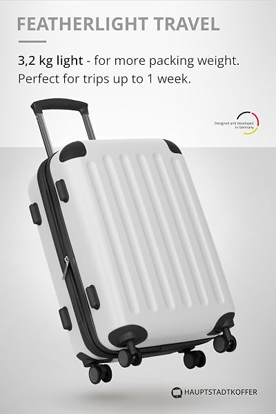 HAUPTSTADTKOFFER - Spree - Equipaje de Mano, Maleta rígida, Trolley expandible, 4 Ruedas Dobles, TSA, 55 cm, 42 litros, Blanco - 4