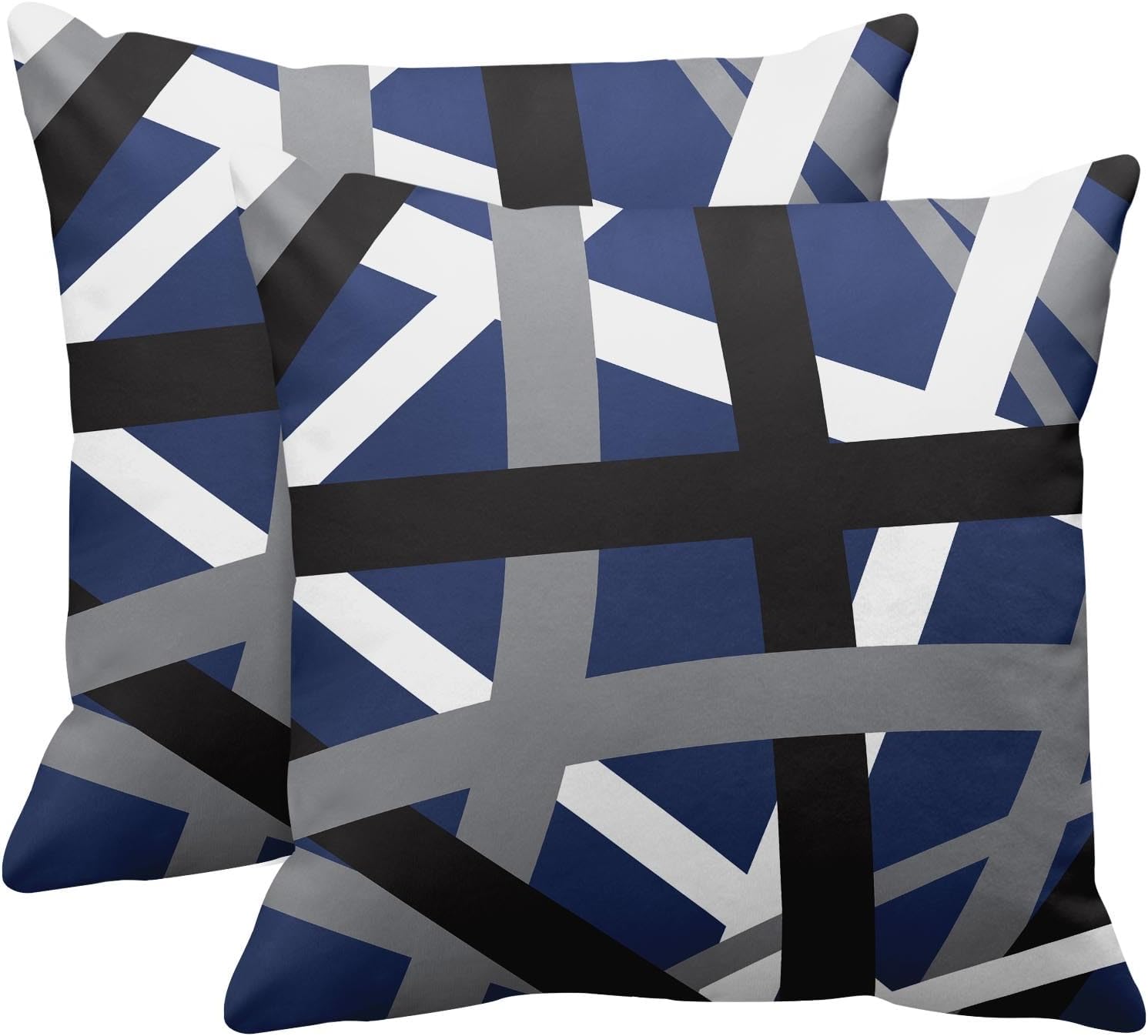 Emvency Throw Pillow Covers Set of 2, 16 x 16 Inch, Striped Retro Blue