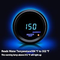 Vista 4 de 2" 52mm Medidor de Temperatura del Agua Fahrenheit F con Kit de Env√≠o LED Digital Azul para Auto de 12V