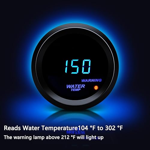 Miniatura 4 de Medidor de temperatura del agua de 2 "2.047 in Fahrenheit F con kit de emisor LED azul digital para coche de 12 V AUTO